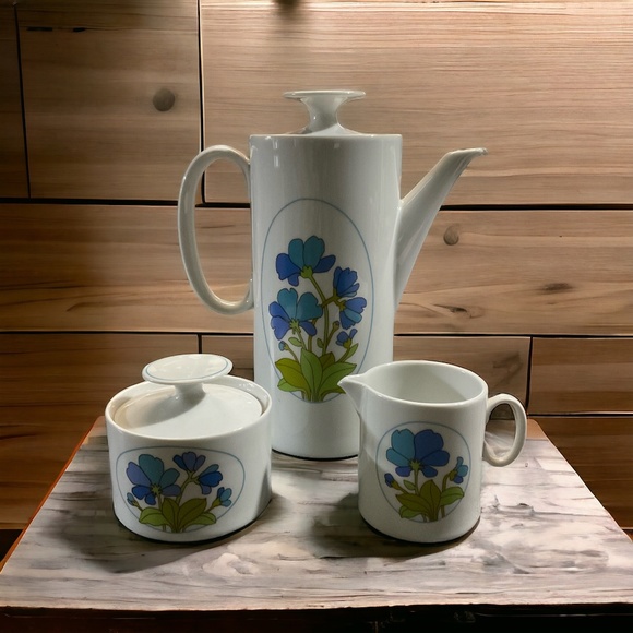 Vintage Mid Century Modern Thomas Germany China Teapot with Sugar and Creamer - Picture 1 of 11